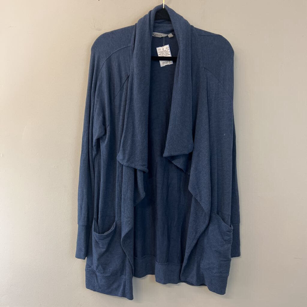 Athleta Blue Open Waterfall Front Cardigan Sweater Large