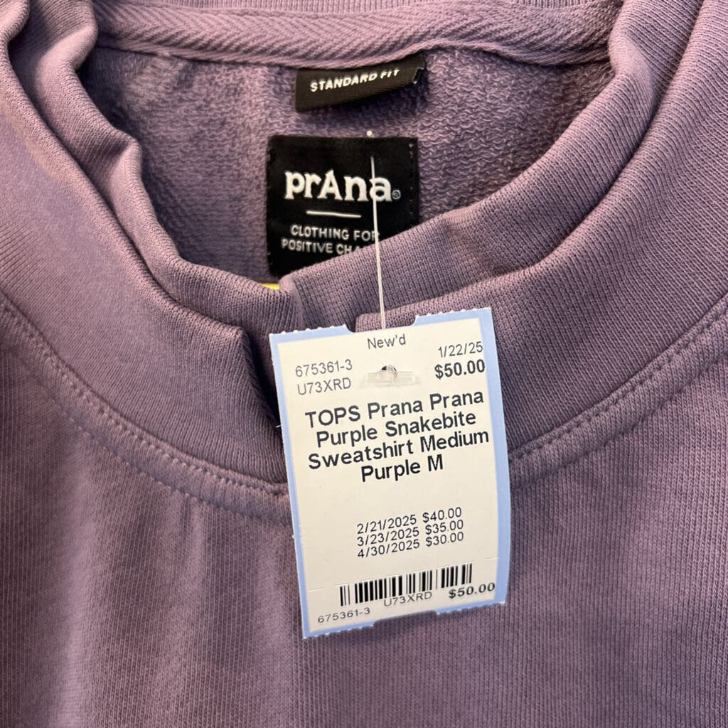 Prana Purple Snakebite Sweatshirt Medium