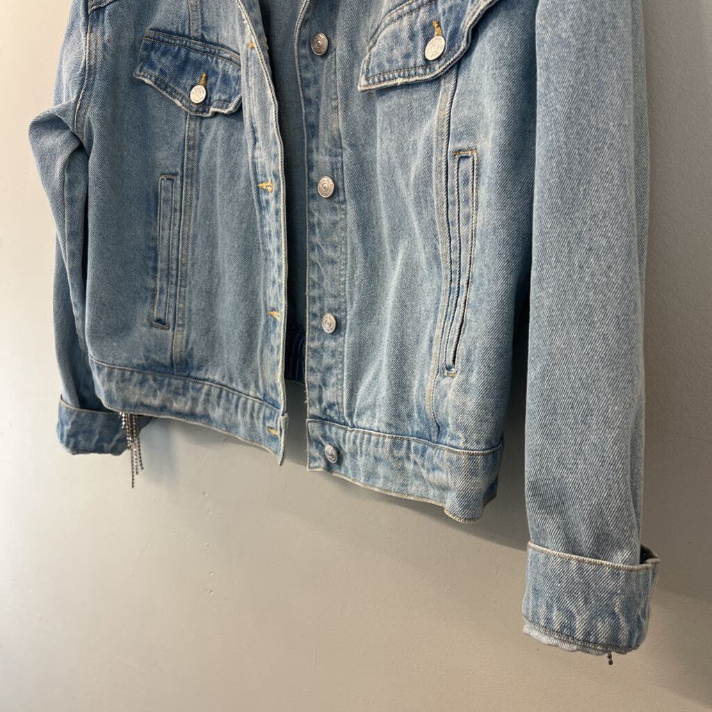 We The Free Light Comet Fringe Jean Jacket Medium