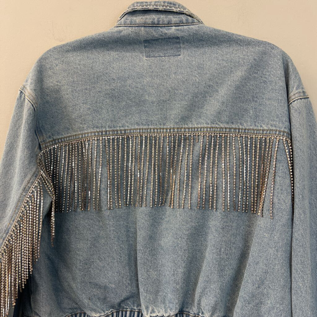 We The Free Light Comet Fringe Jean Jacket Medium