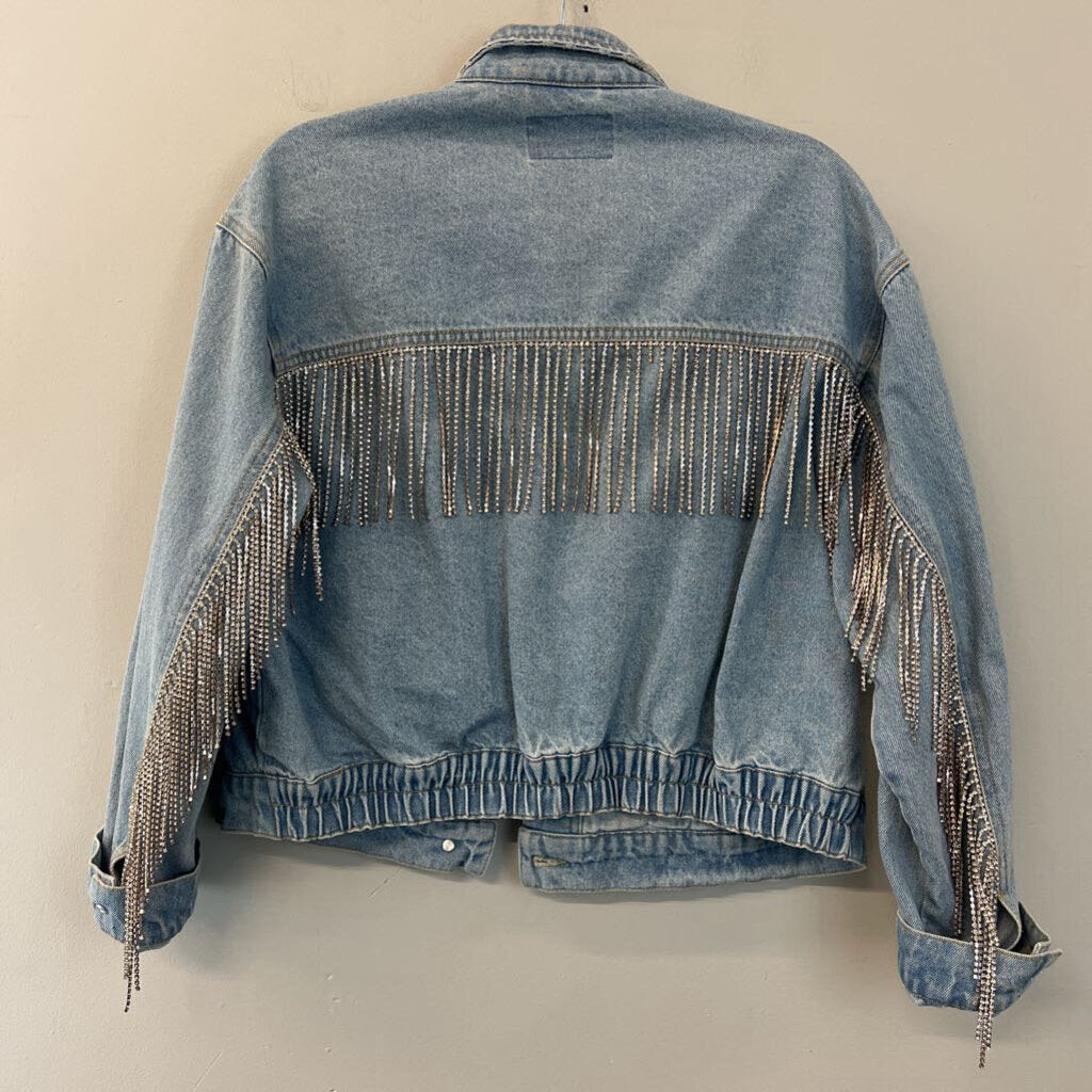 We The Free Light Comet Fringe Jean Jacket Medium