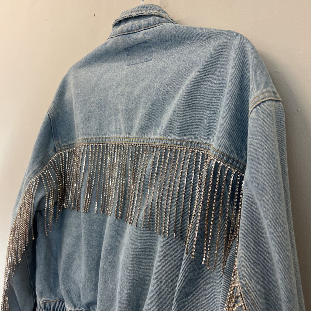 We The Free Light Comet Fringe Jean Jacket Medium