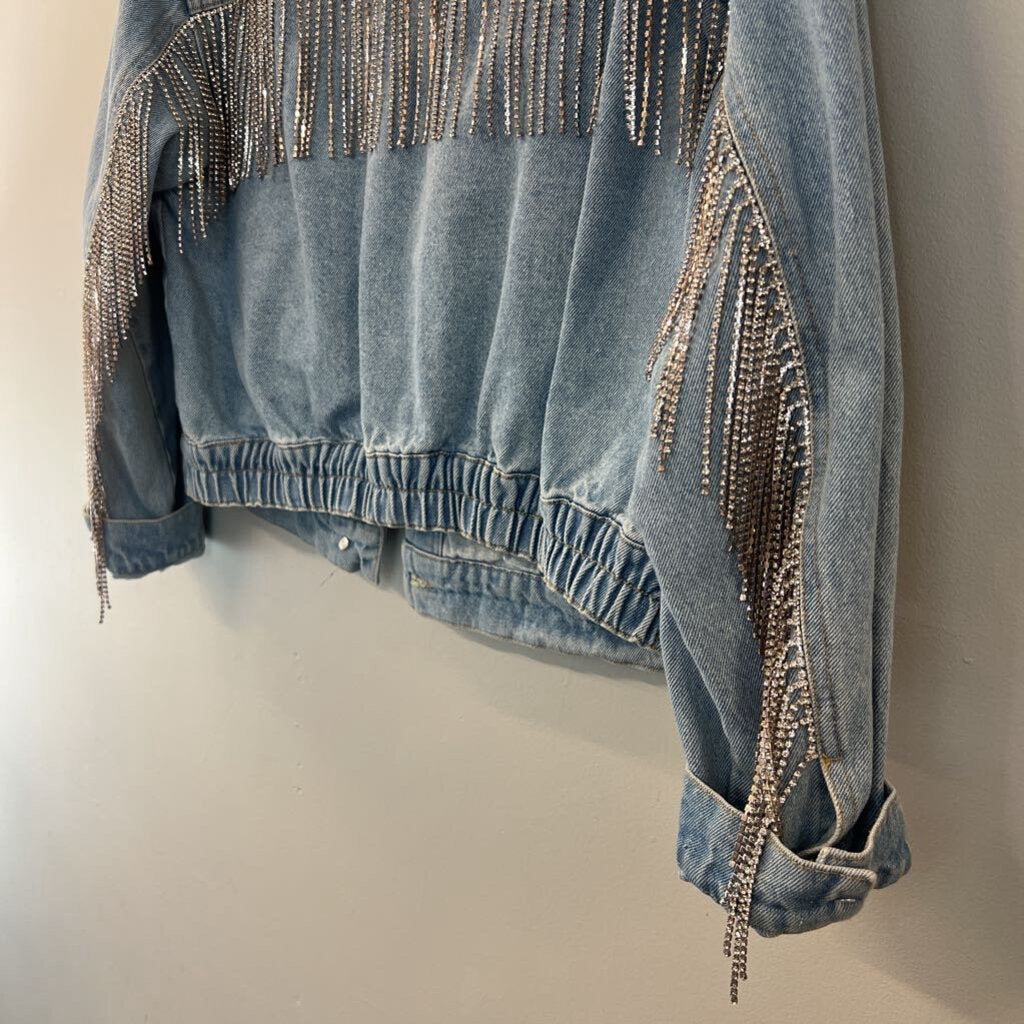 We The Free Light Comet Fringe Jean Jacket Medium