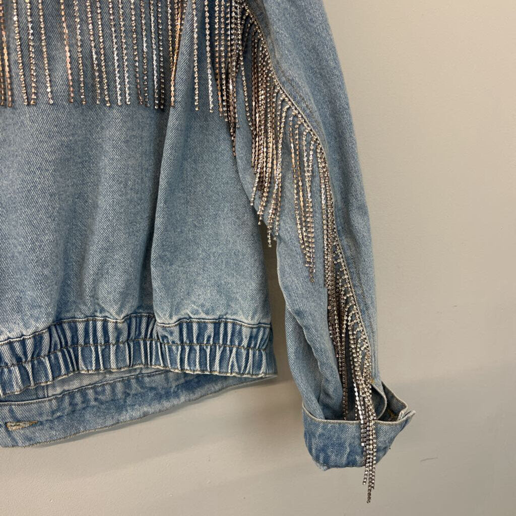 We The Free Light Comet Fringe Jean Jacket Medium