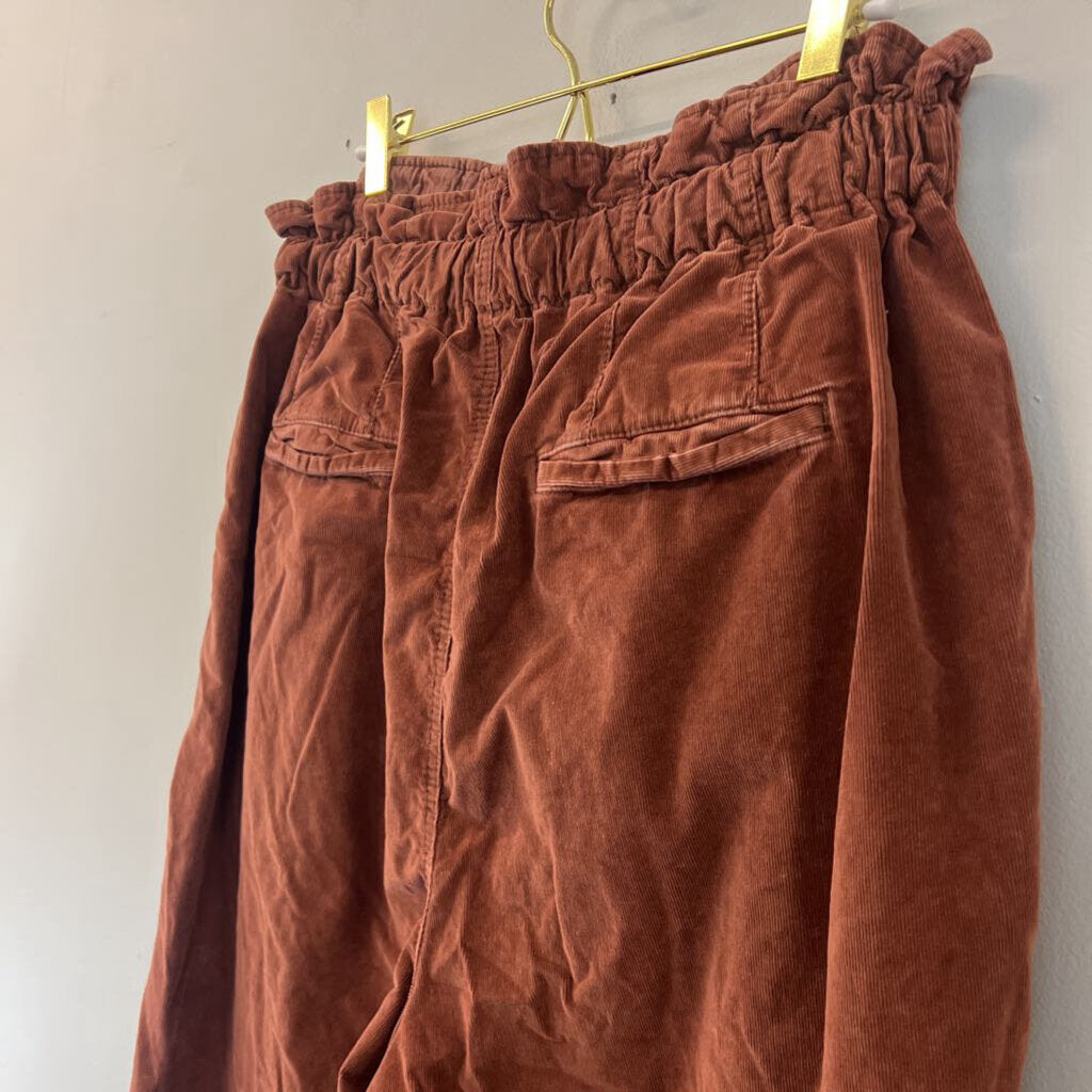 Free People Brown Margate Corduroy Paperbag Trouser Pants Large