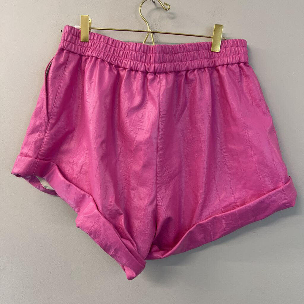 Rotate Pink Leather Shorts 10