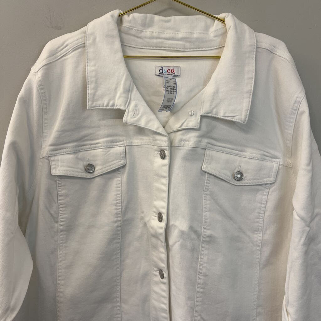 D&Co White Denim Button Down Jacket 4X