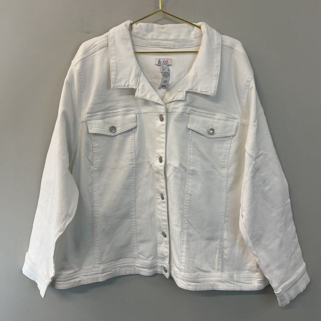 D&Co White Denim Button Down Jacket 4X