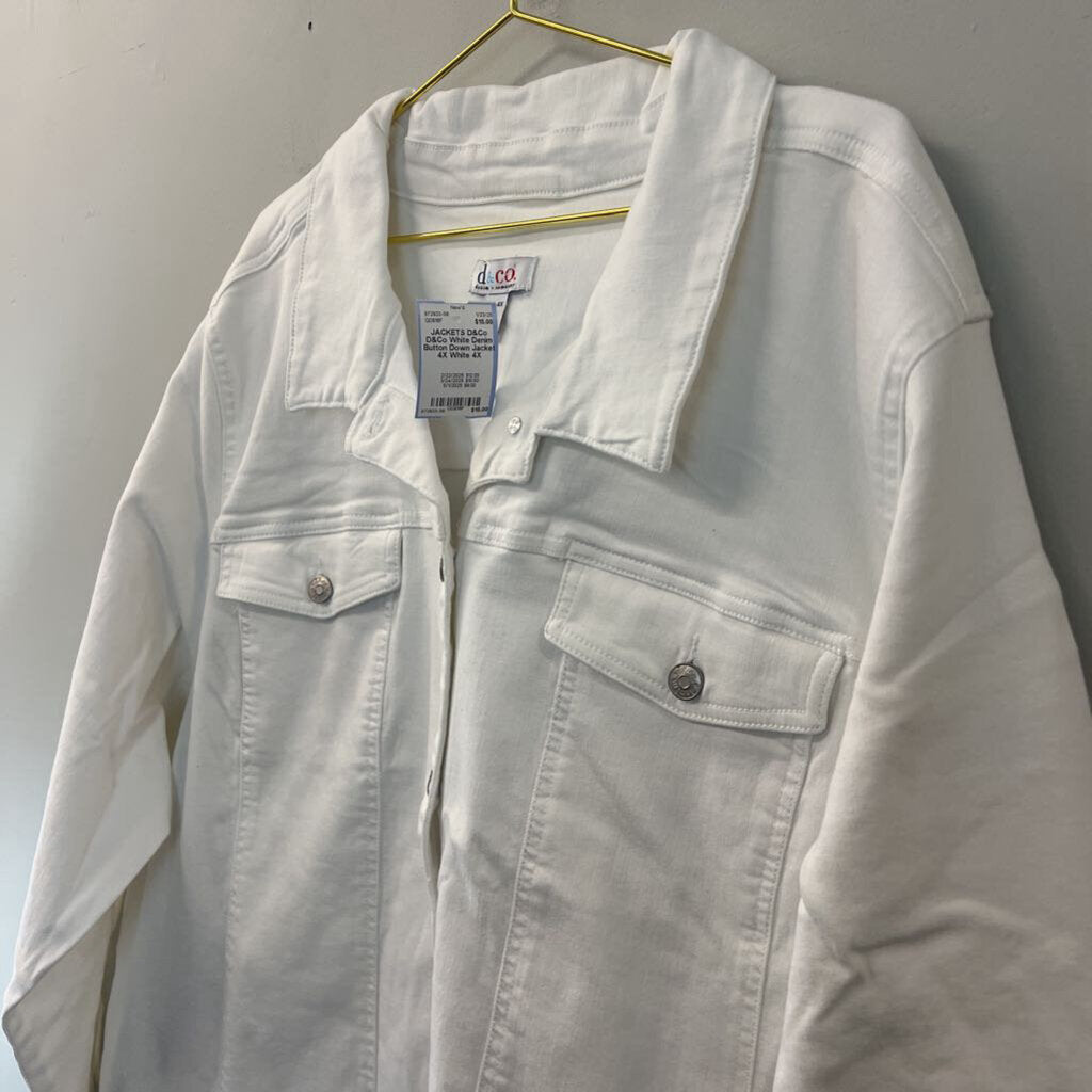 D&Co White Denim Button Down Jacket 4X