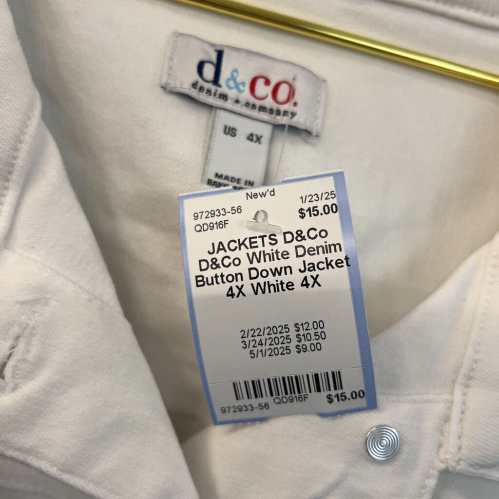 D&Co White Denim Button Down Jacket 4X