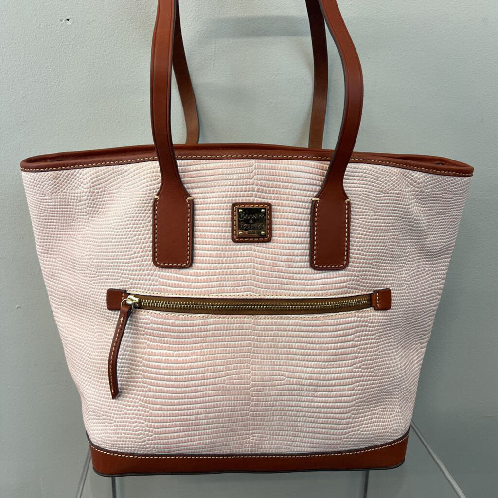 Dooney & Bourke Pink/ Brown Embossed Lizard Tote Purse