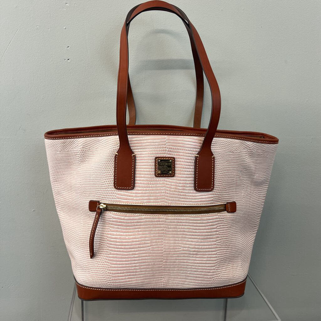 Dooney & Bourke Pink/ Brown Embossed Lizard Tote Purse