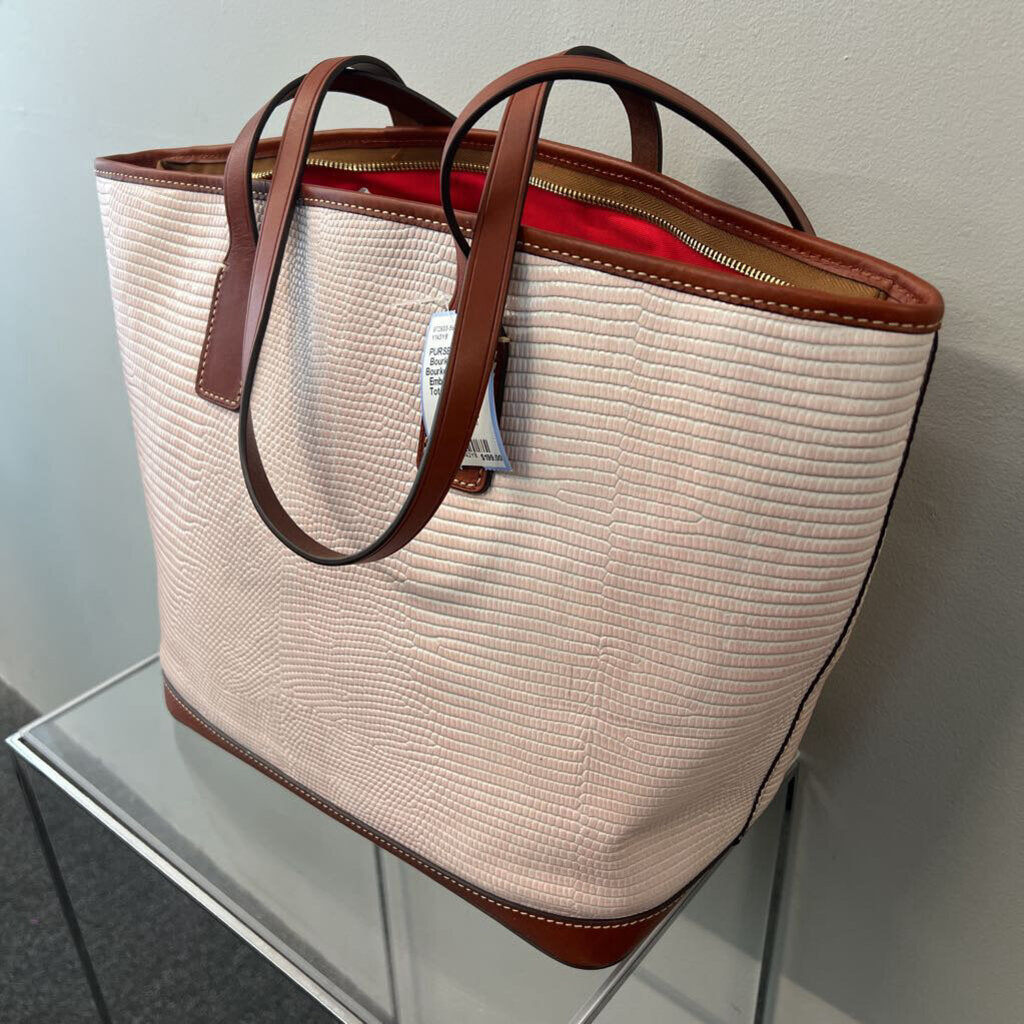 Dooney & Bourke Pink/ Brown Embossed Lizard Tote Purse