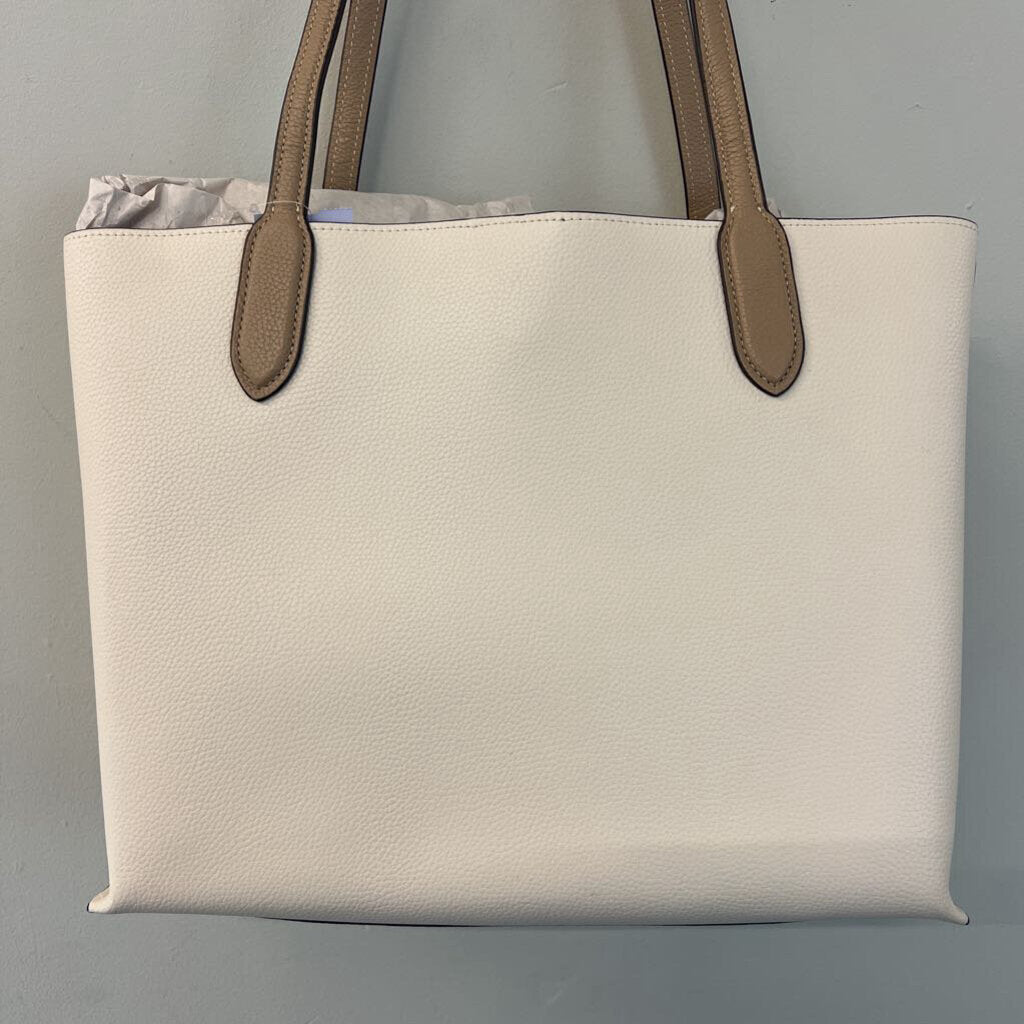 Coach Cream/ Brown Pebble Leather Willow Tote Purse