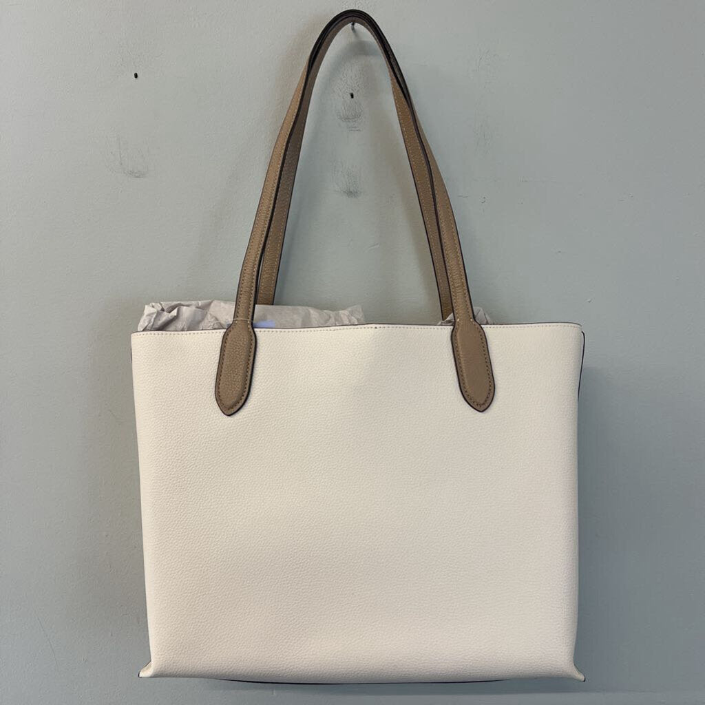 Coach Cream/ Brown Pebble Leather Willow Tote Purse