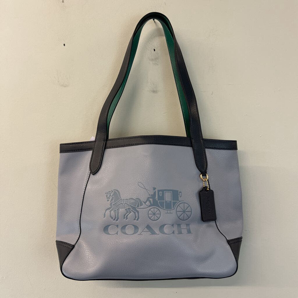 Coach Light/ Dark Blue Large Coach Logo Purse