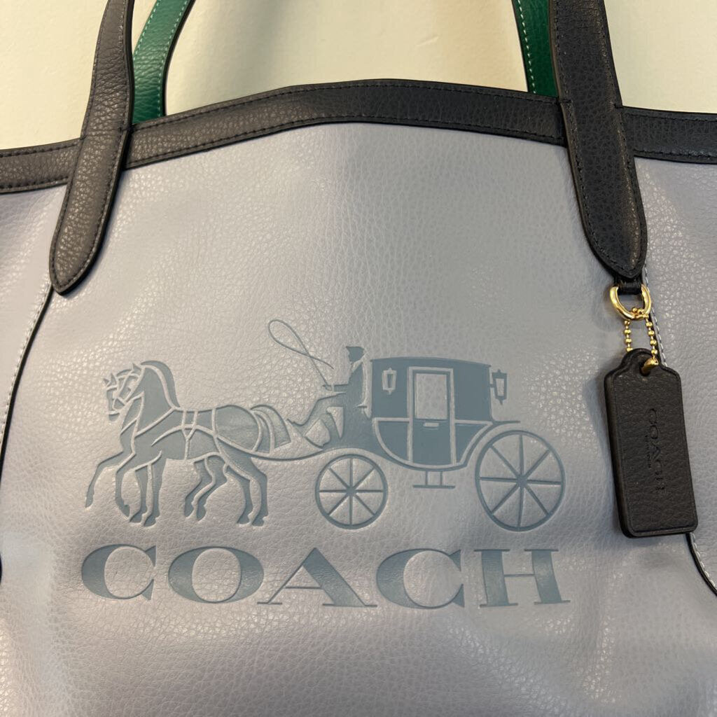 Coach Light/ Dark Blue Large Coach Logo Purse