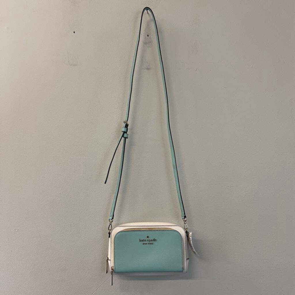 Kate Spade Blue/ Cream Leather Small Crossbody Purse