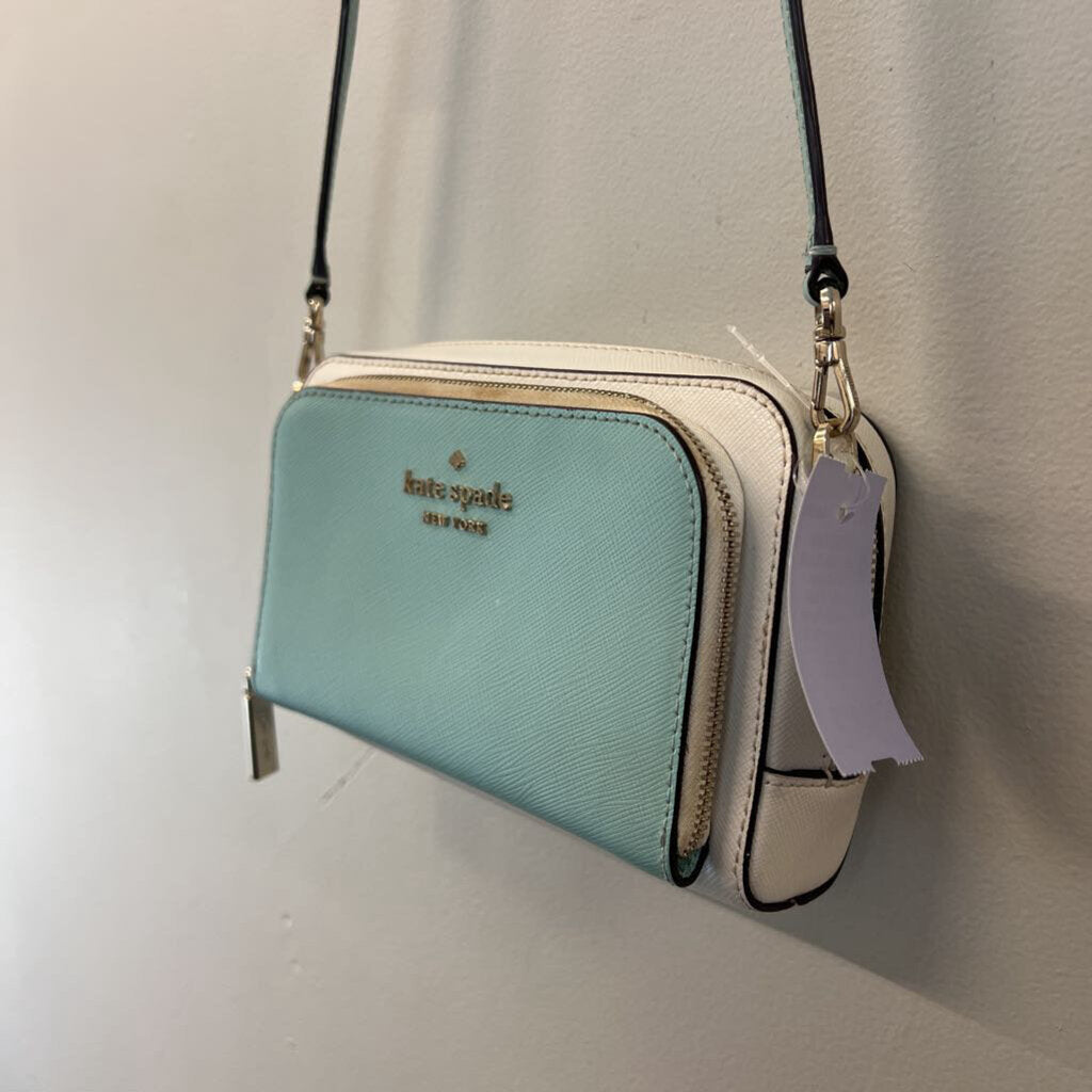 Kate Spade Blue/ Cream Leather Small Crossbody Purse