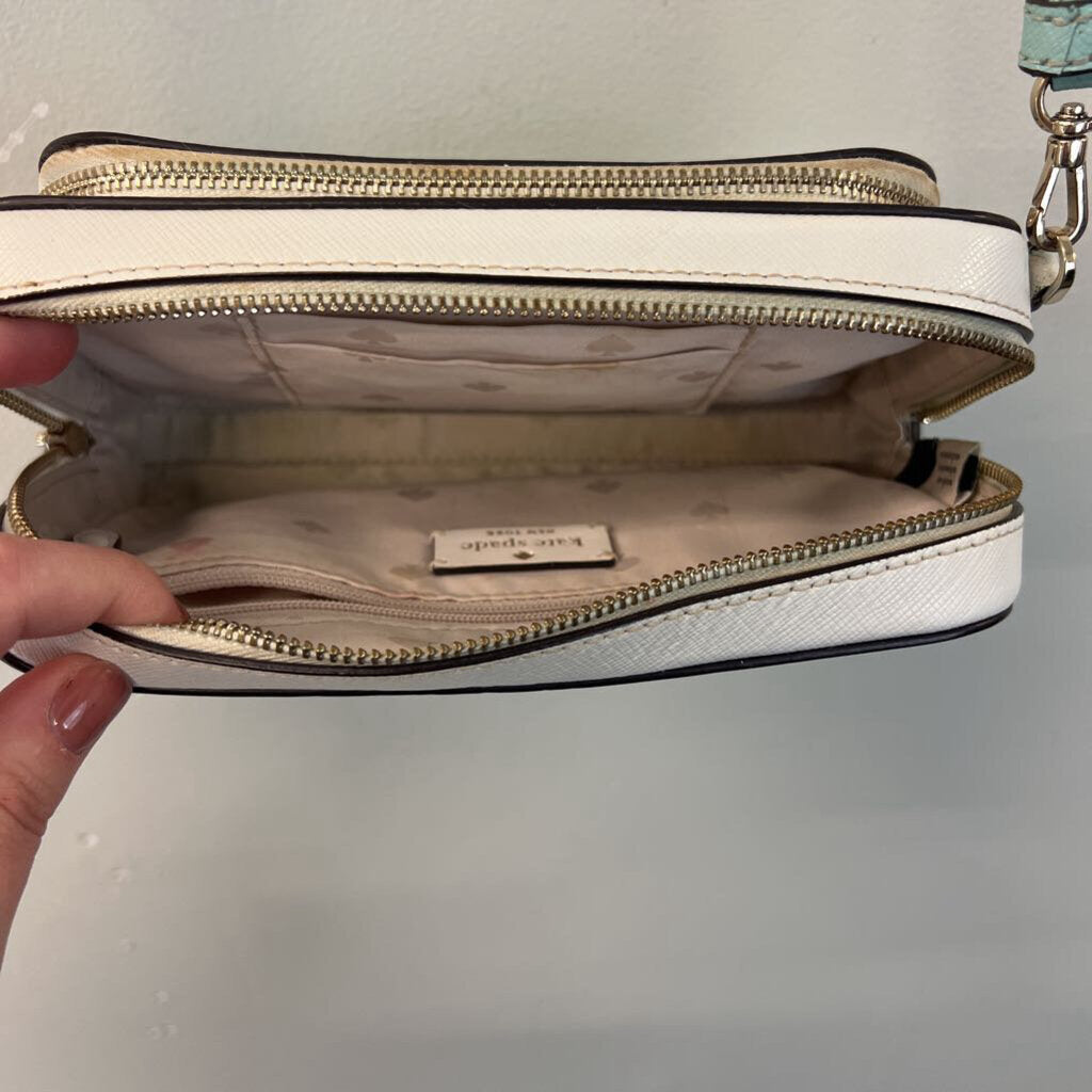 Kate Spade Blue/ Cream Leather Small Crossbody Purse