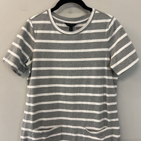 Banana Republic Grey/ White Striped Short Sleeve Dress Small Petite