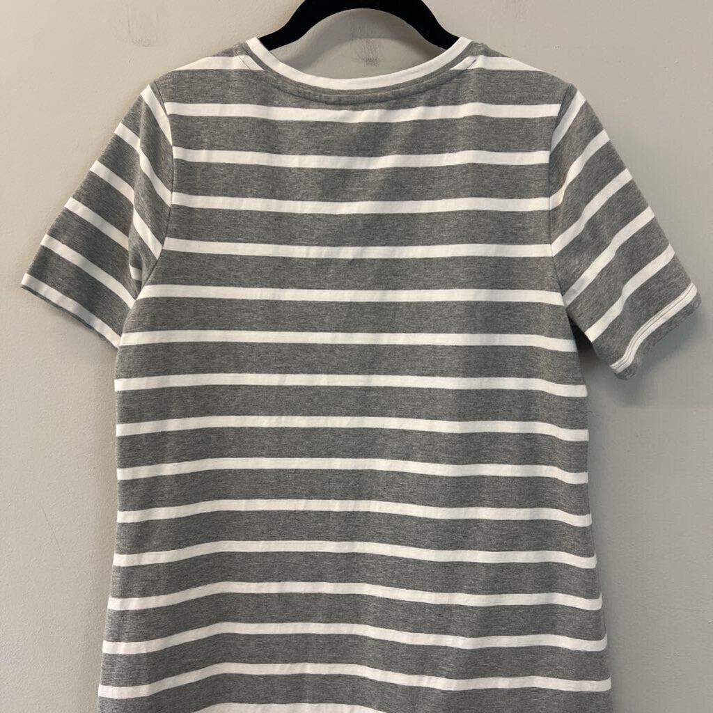 Banana Republic Grey/ White Striped Short Sleeve Dress Small Petite