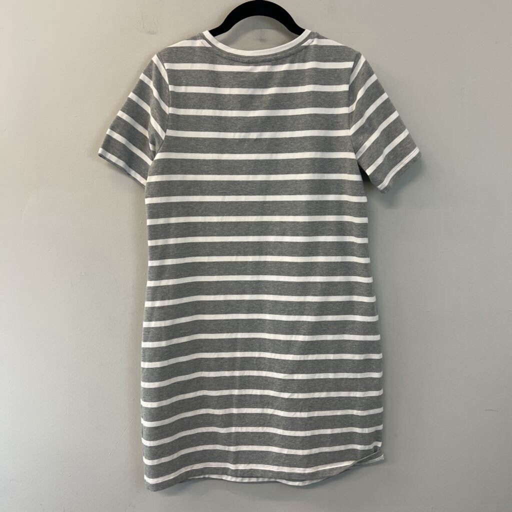 Banana Republic Grey/ White Striped Short Sleeve Dress Small Petite