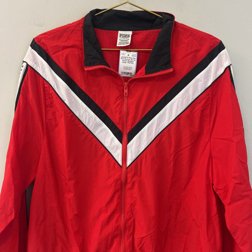 Pink Red Anorak Zip Up Jacket Medium/ Large