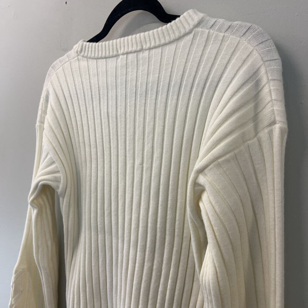 Rag Poets Cream Ribbed Bell Sleeve Sweater Top Medium