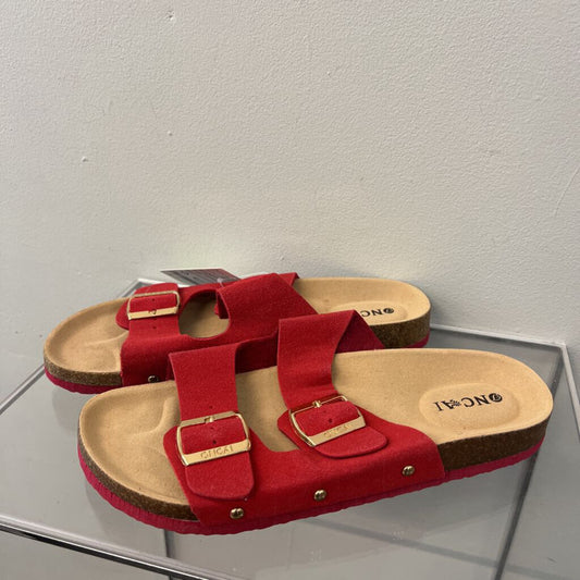 Oncai Red Double Buckle Strap Sandals 9