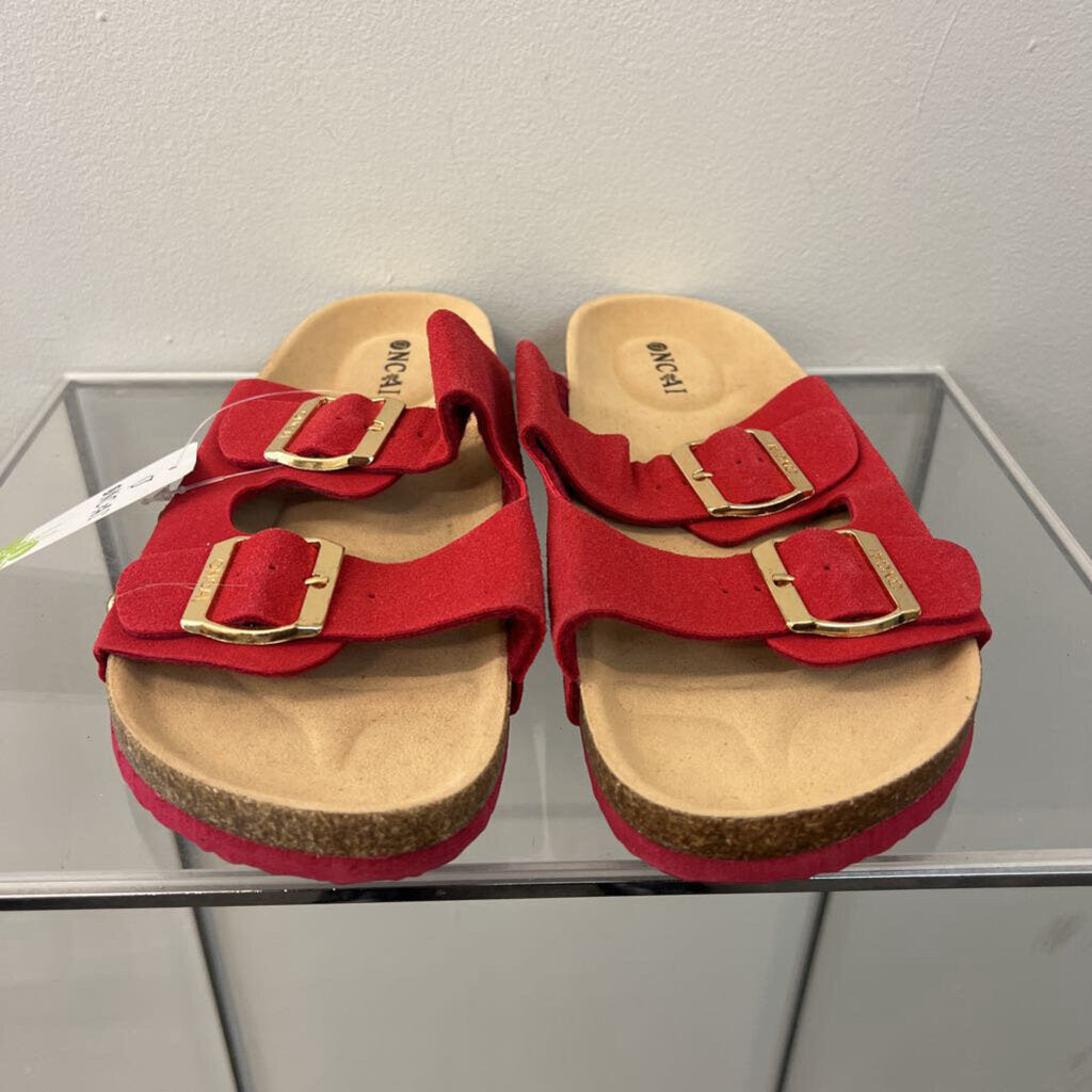 Oncai Red Double Buckle Strap Sandals 9