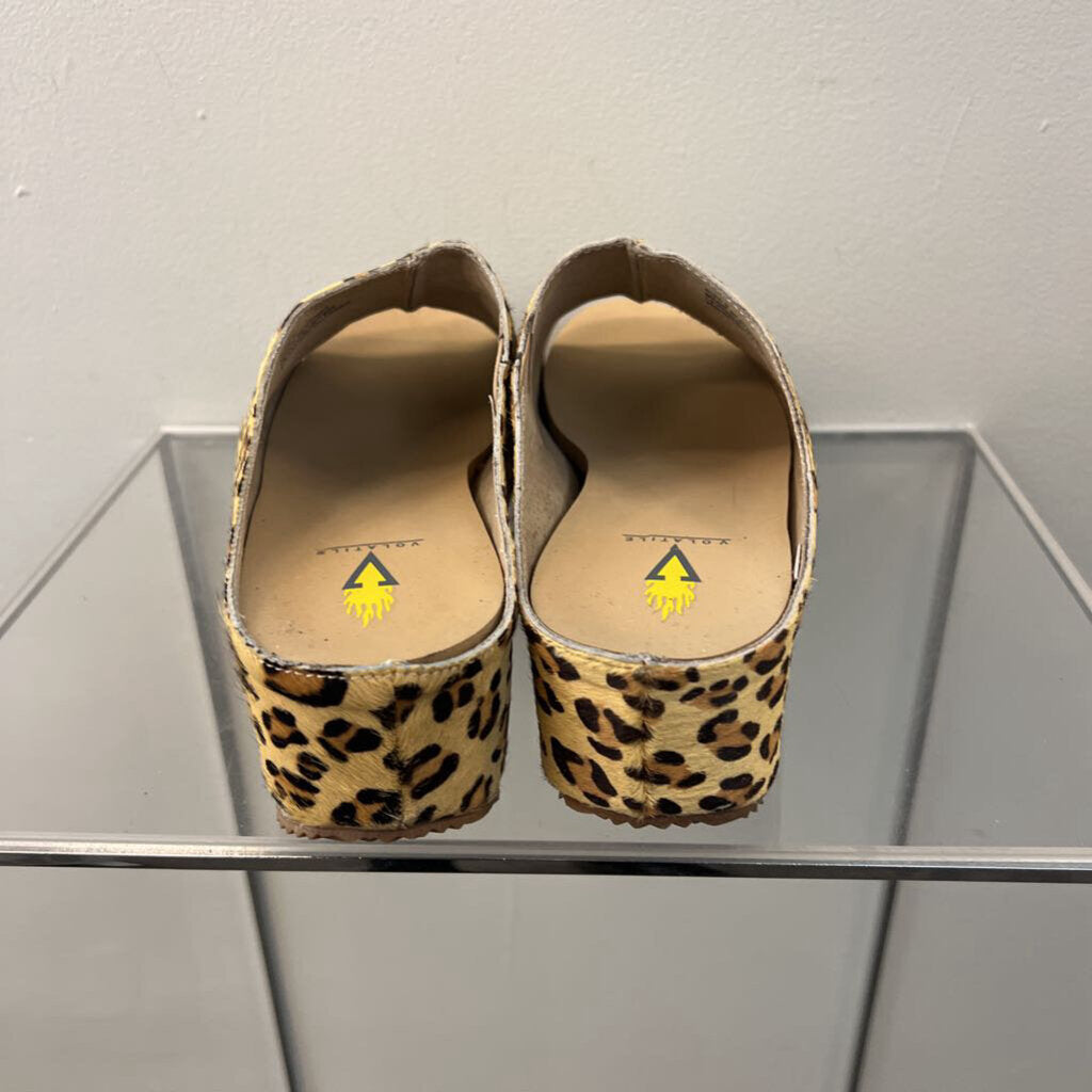 Volatile Camp Leopard Platform Slip On Open Toe Shoes 9