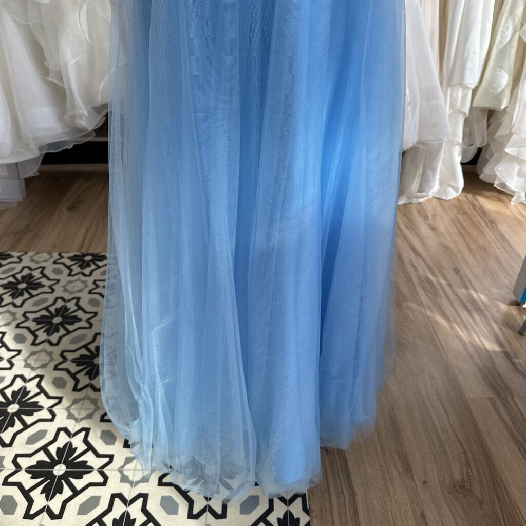 Camille La Vie Embellished Top Blue Tulle Skirt Long Formal Dress 4