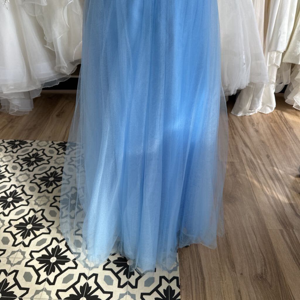 Camille La Vie Embellished Top Blue Tulle Skirt Long Formal Dress 4