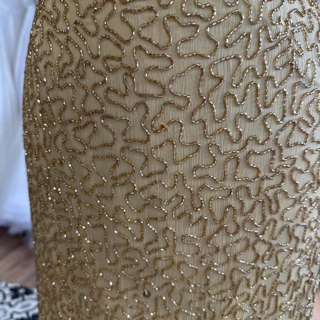 Vintage Scala Gold Beaded Long Formal Dress Medium