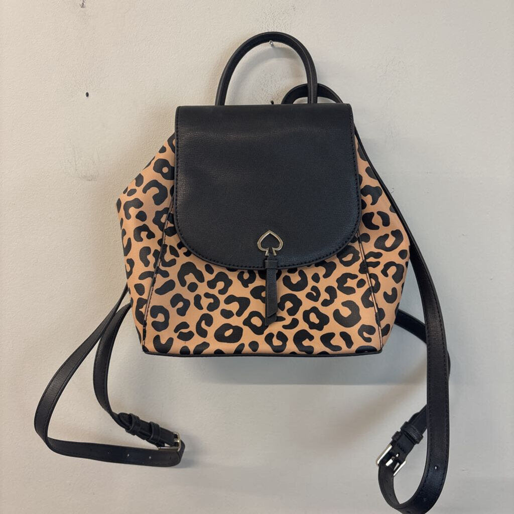 Kate Spade Adel Leopard Leather Flap Backpack