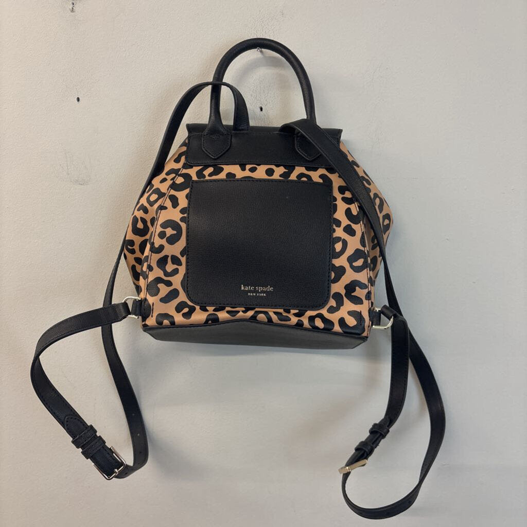 Kate Spade Adel Leopard Leather Flap Backpack