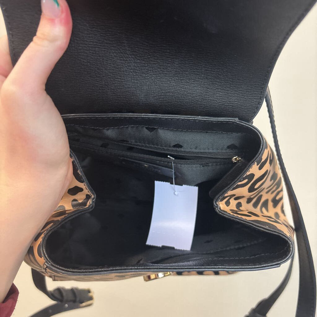 Kate Spade Adel Leopard Leather Flap Backpack