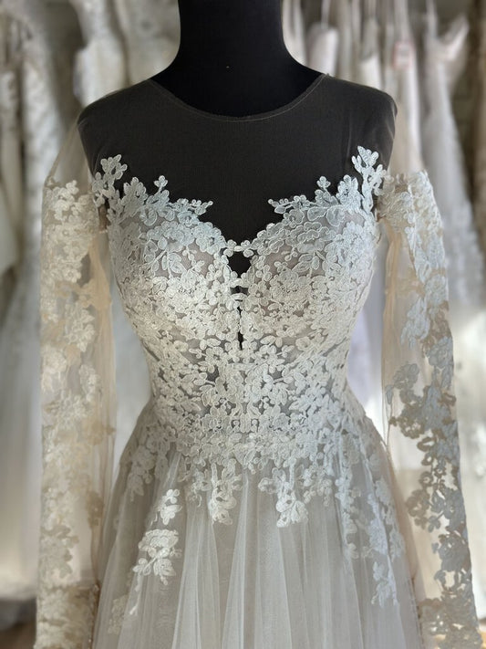 Essence Of Australia Ivory Lace Long Sleeve Bridal Gown 6