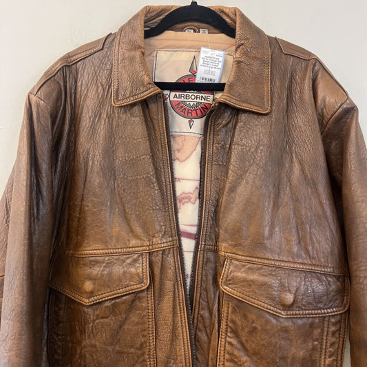 Vintage Neil Martin Airborne Brown Leather Jacket Large