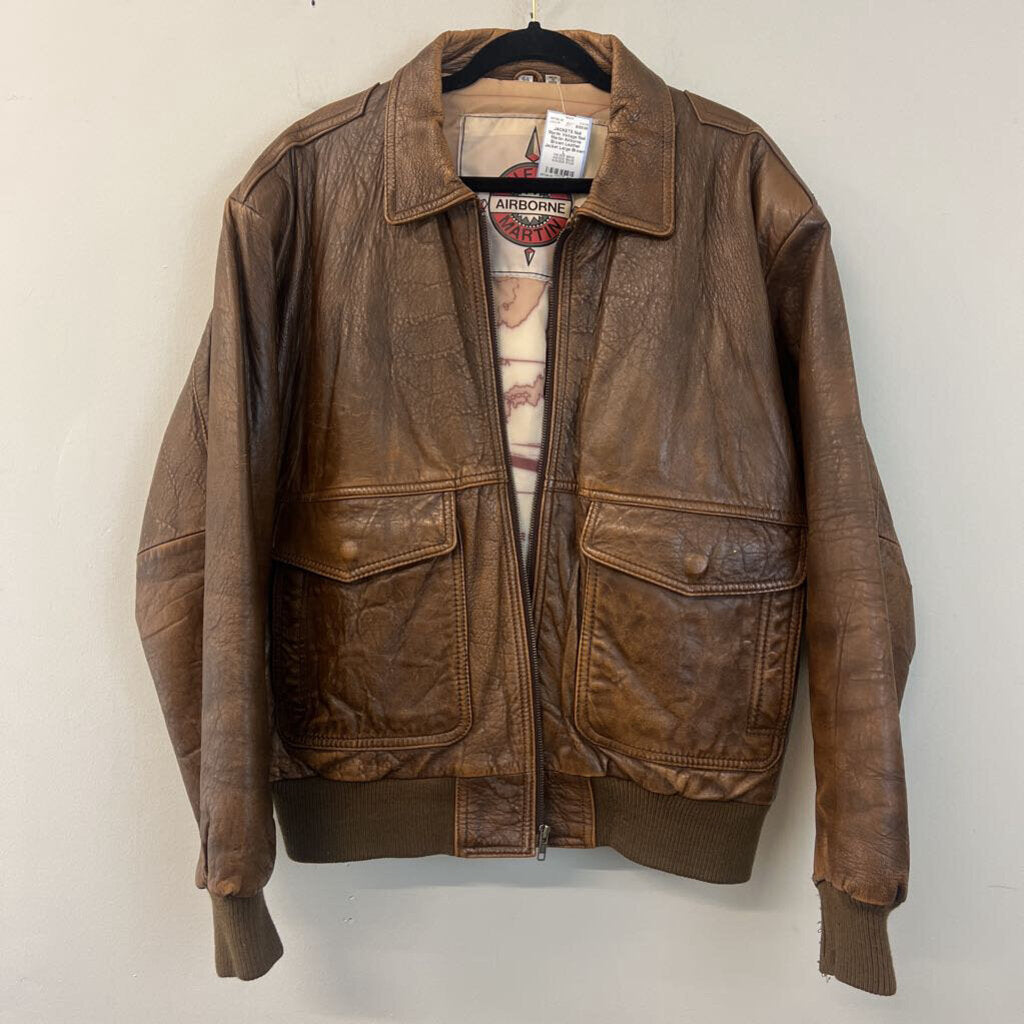 Vintage Neil Martin Airborne Brown Leather Jacket Large