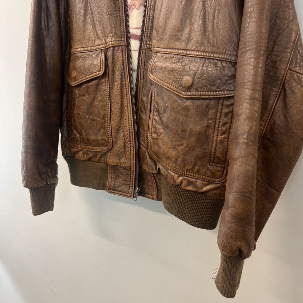 Vintage Neil Martin Airborne Brown Leather Jacket Large