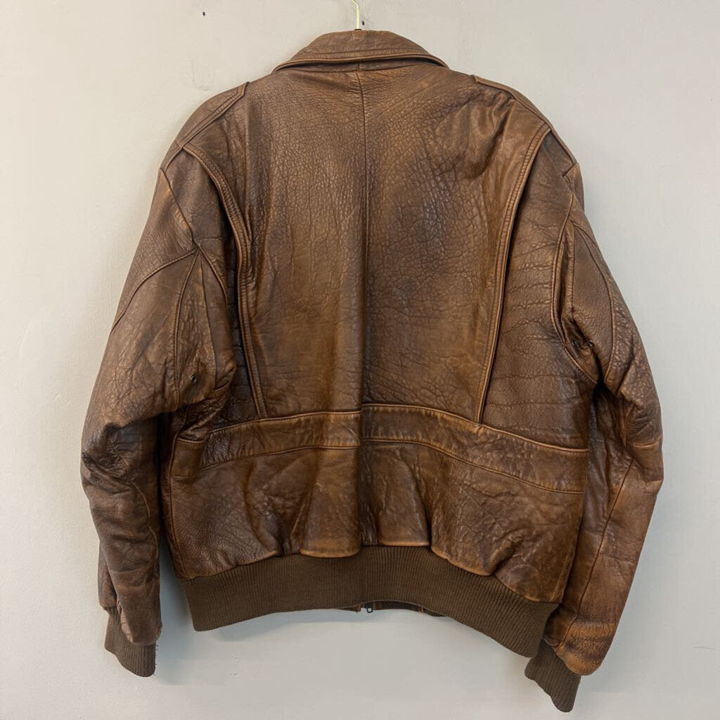 Vintage Neil Martin Airborne Brown Leather Jacket Large