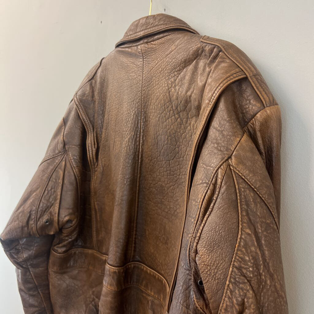 Vintage Neil Martin Airborne Brown Leather Jacket Large