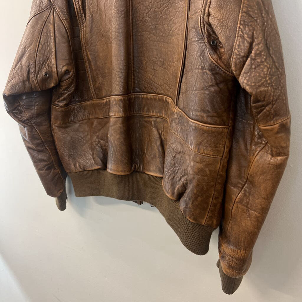 Vintage Neil Martin Airborne Brown Leather Jacket Large