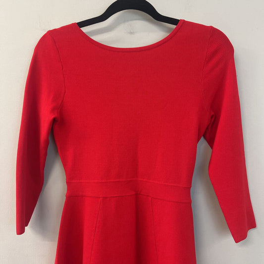 Reiss Red Fit and Flare 3/4 Sleeve Dress 4