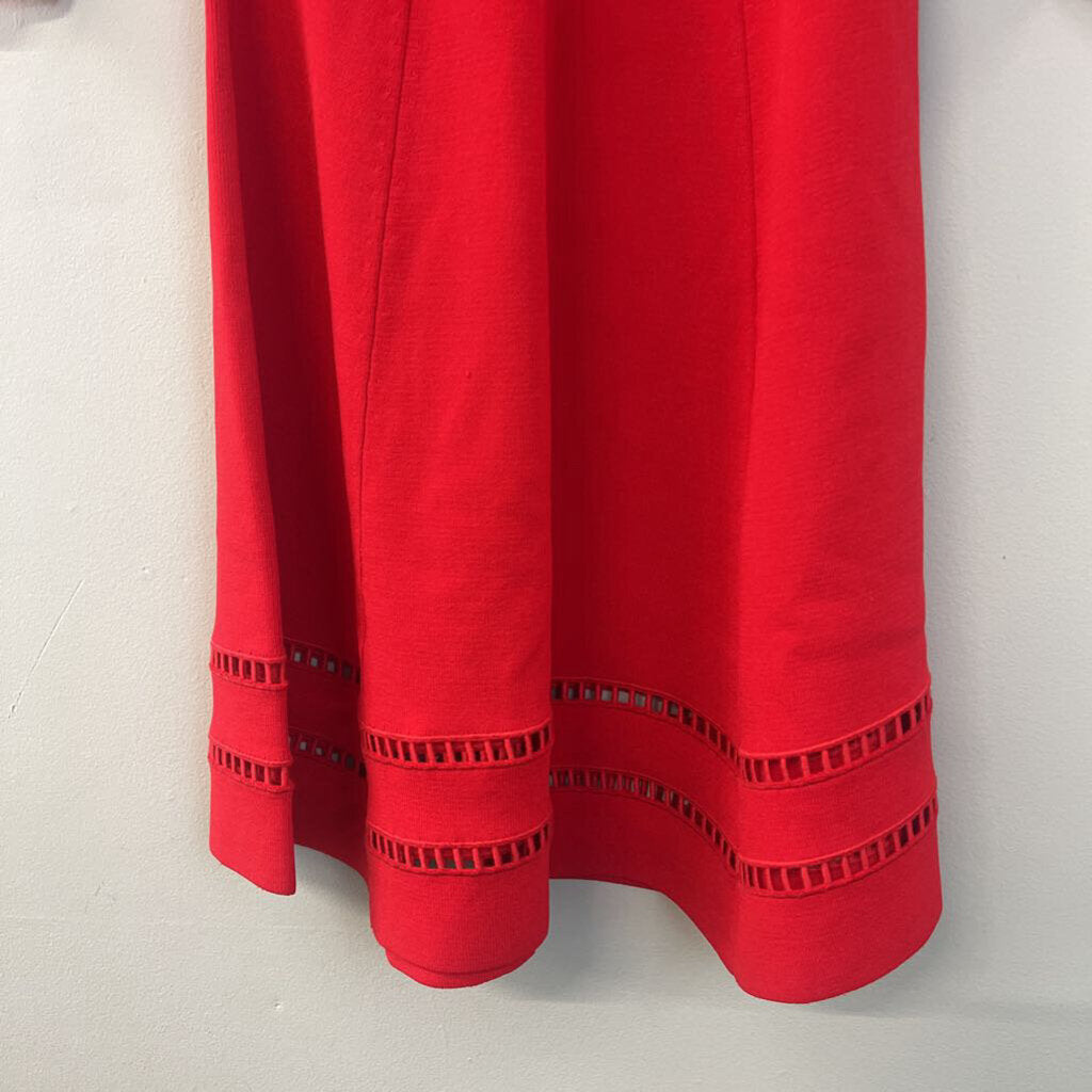 Reiss Red Fit and Flare 3/4 Sleeve Dress 4