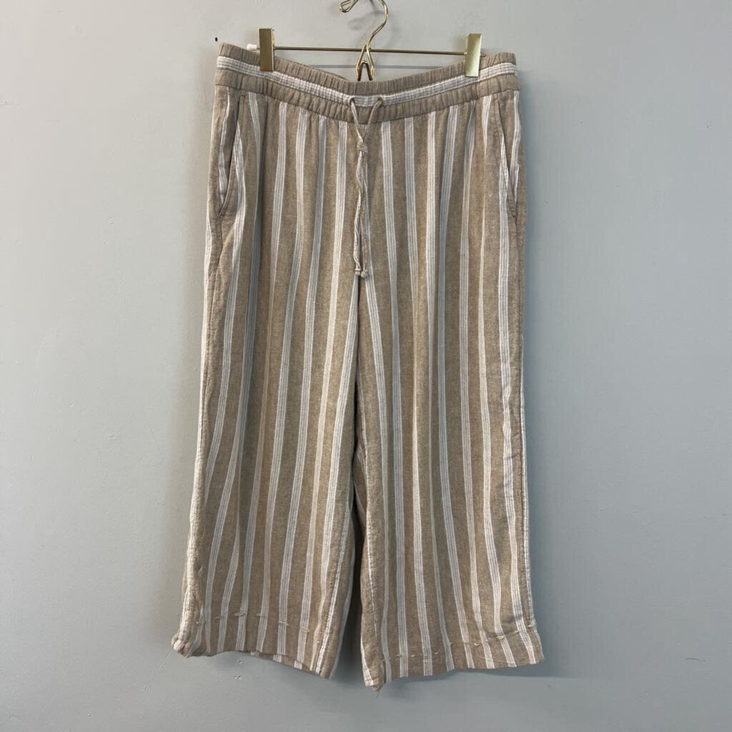 Banana Republic Beige/ White Striped Cropped Pants Medium