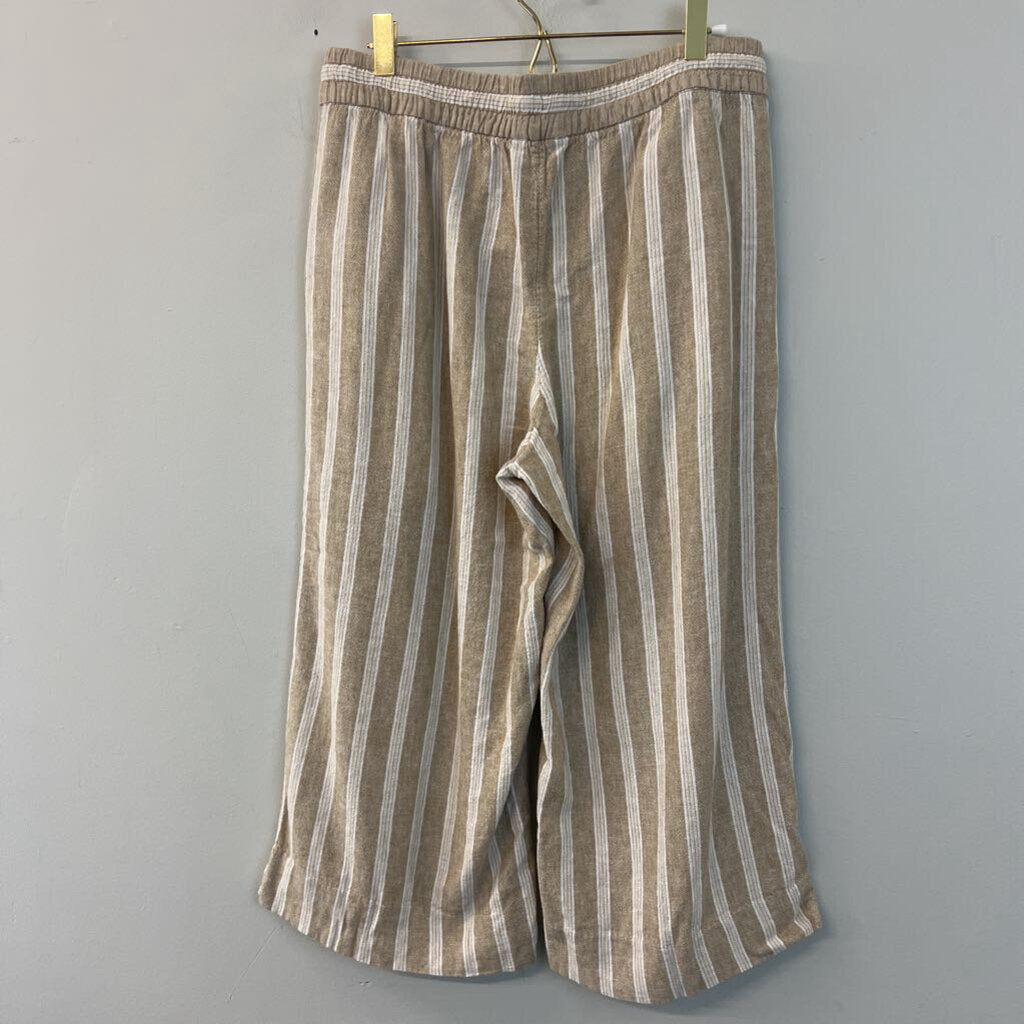 Banana Republic Beige/ White Striped Cropped Pants Medium