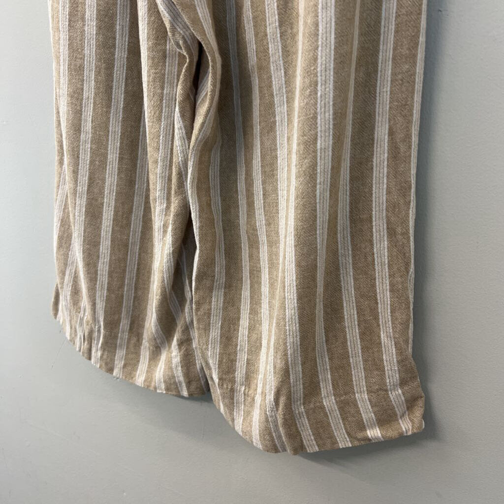 Banana Republic Beige/ White Striped Cropped Pants Medium